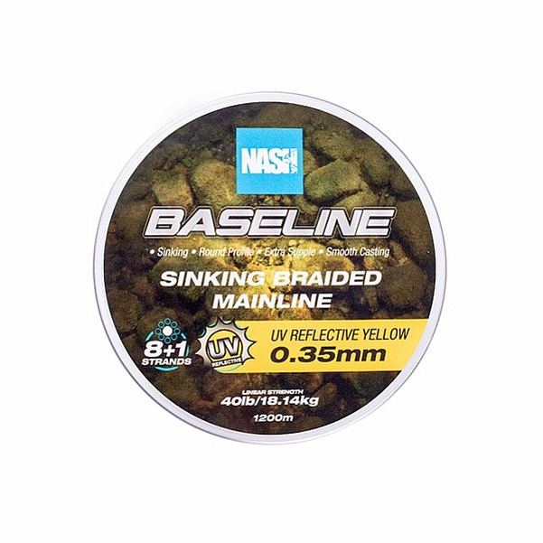 Nash Baseline Sinking Braid UV Yellow 0.35mm (40lb) / 1200m
