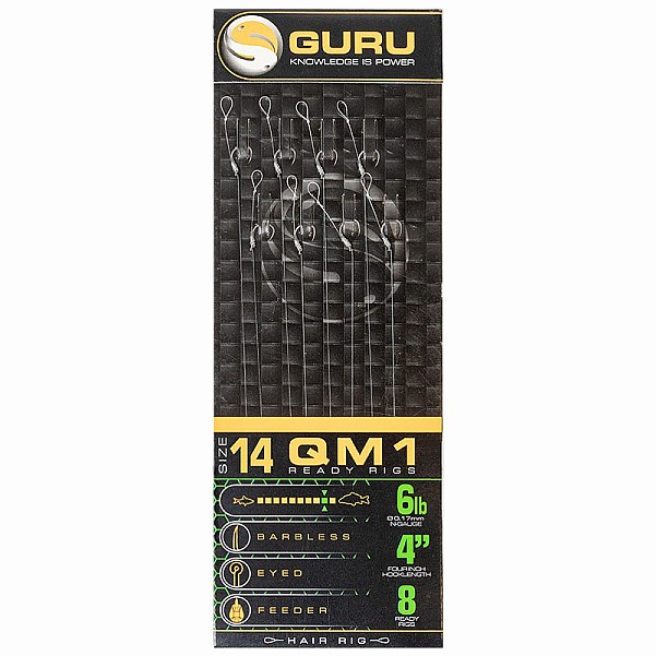 GURU QM1 Standard Hair Ready Rigs - 10cm 14 / 0.17mm / 4in (10cm)