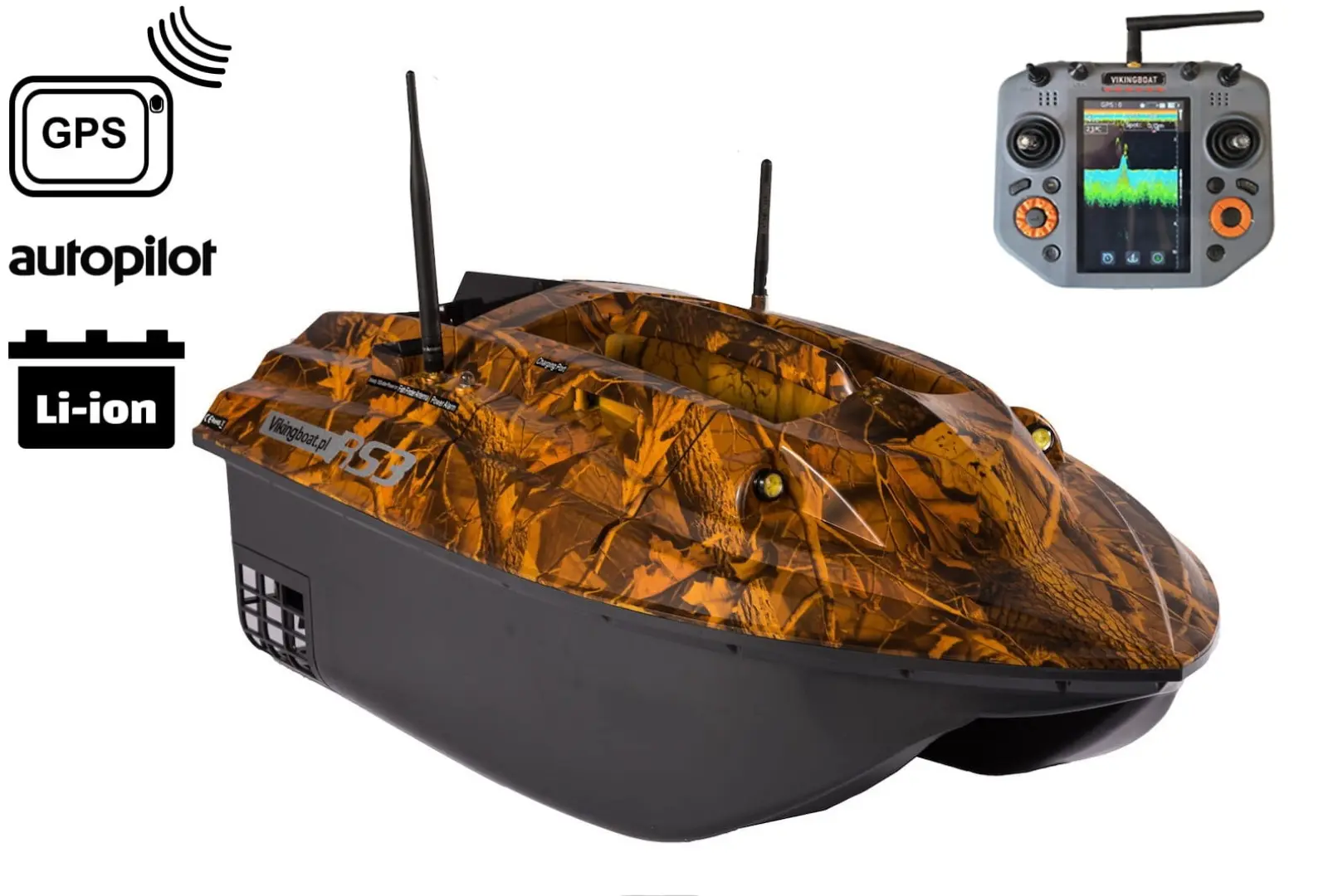 Viking Boat RS3 CAMO - (Echosonda All in One w Pilocie)