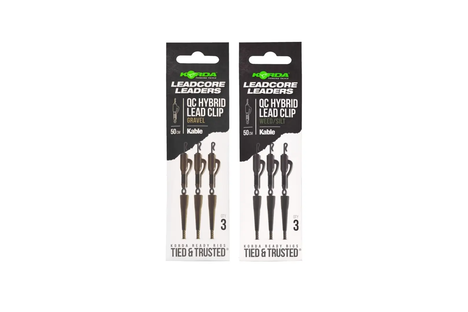 Korda Kable Leadcore Leader Hybrid Lead Clip QC Swivel 50cm 50cm / Weed Green