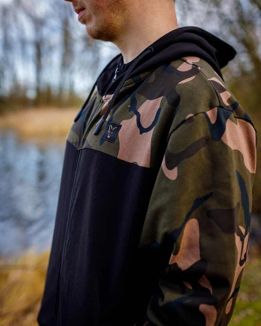 Fox LW Black / Camo Split Zip Hoody XXXL