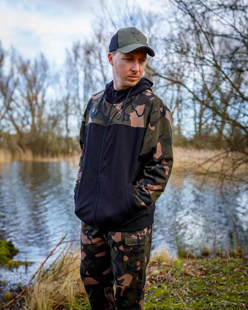 Fox LW Black / Camo Split Zip Hoody XXXL