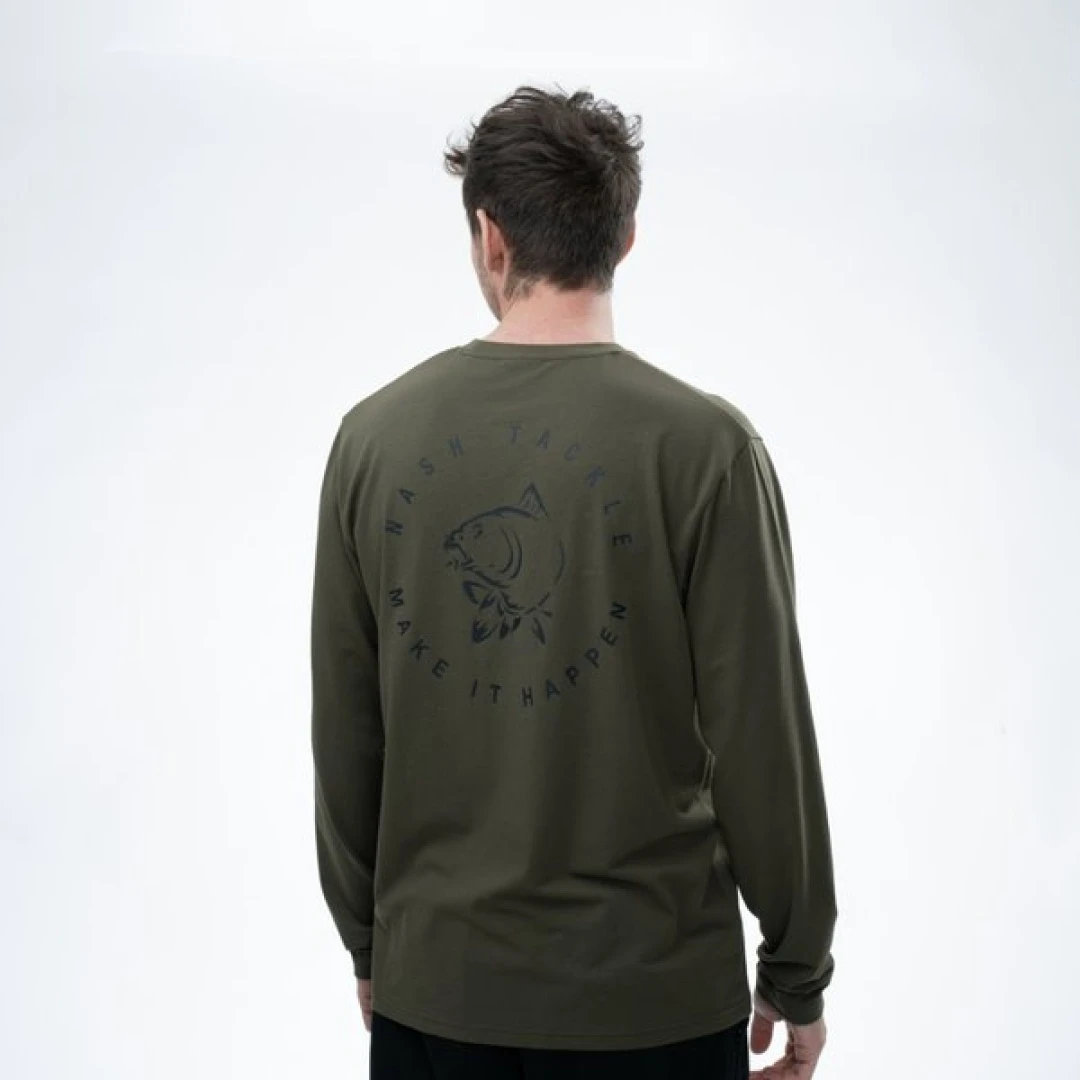 Nash Make It Happen Carp Logo Long Sleeve T Shirt - Green M