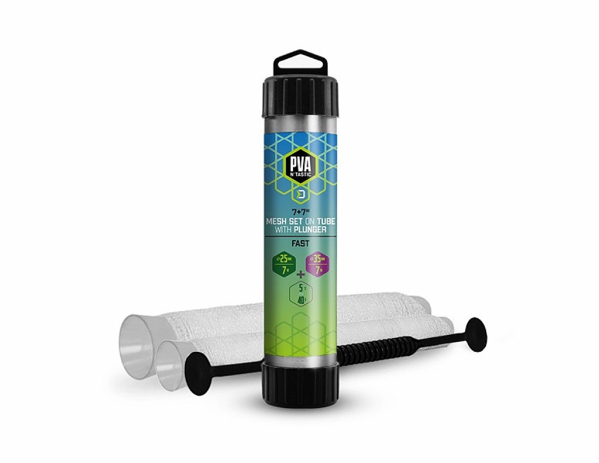 Delphin PVA NTastic Mesh Set on Tube with Plunger - 25mm + 35mm - Fast Melt 25mm + 35mm (7m + 7m)