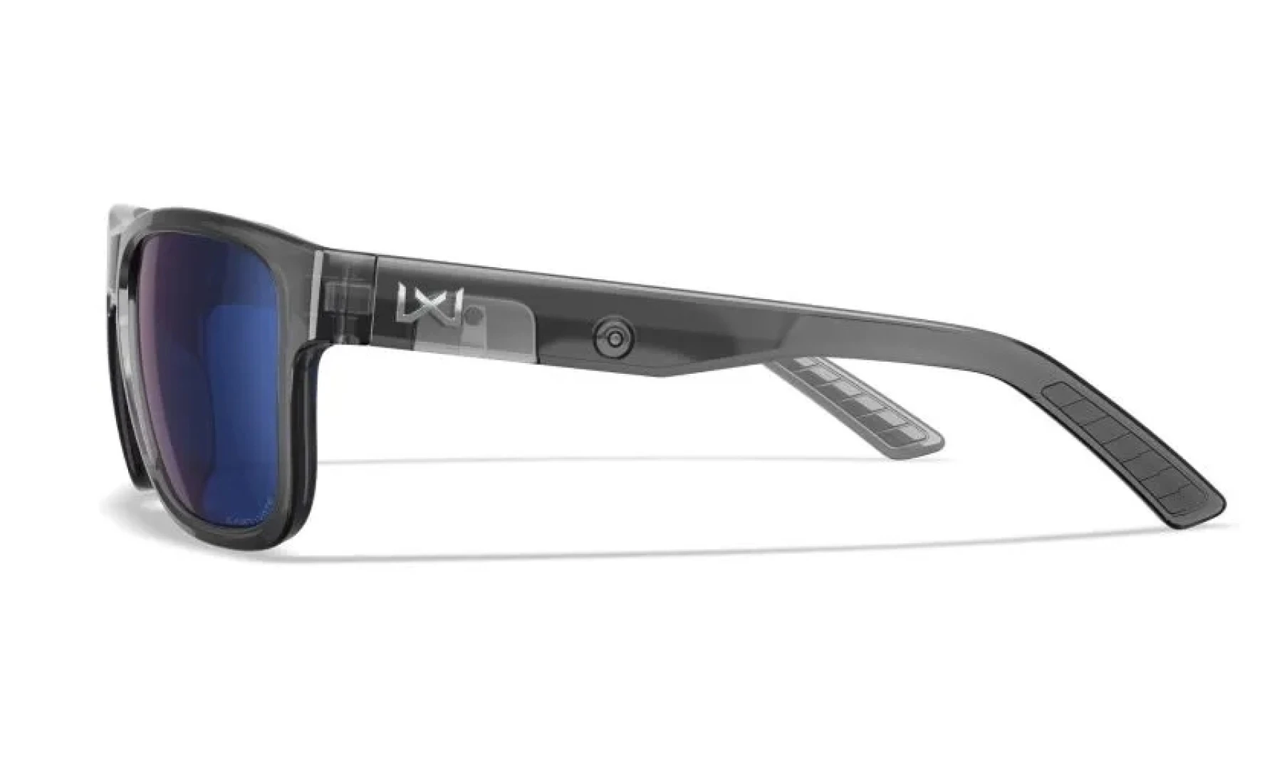 WileyX OVATION Captivate Polarized Blue Mirror Smoke Grey Gloss Crystal Dark Grey Frame 