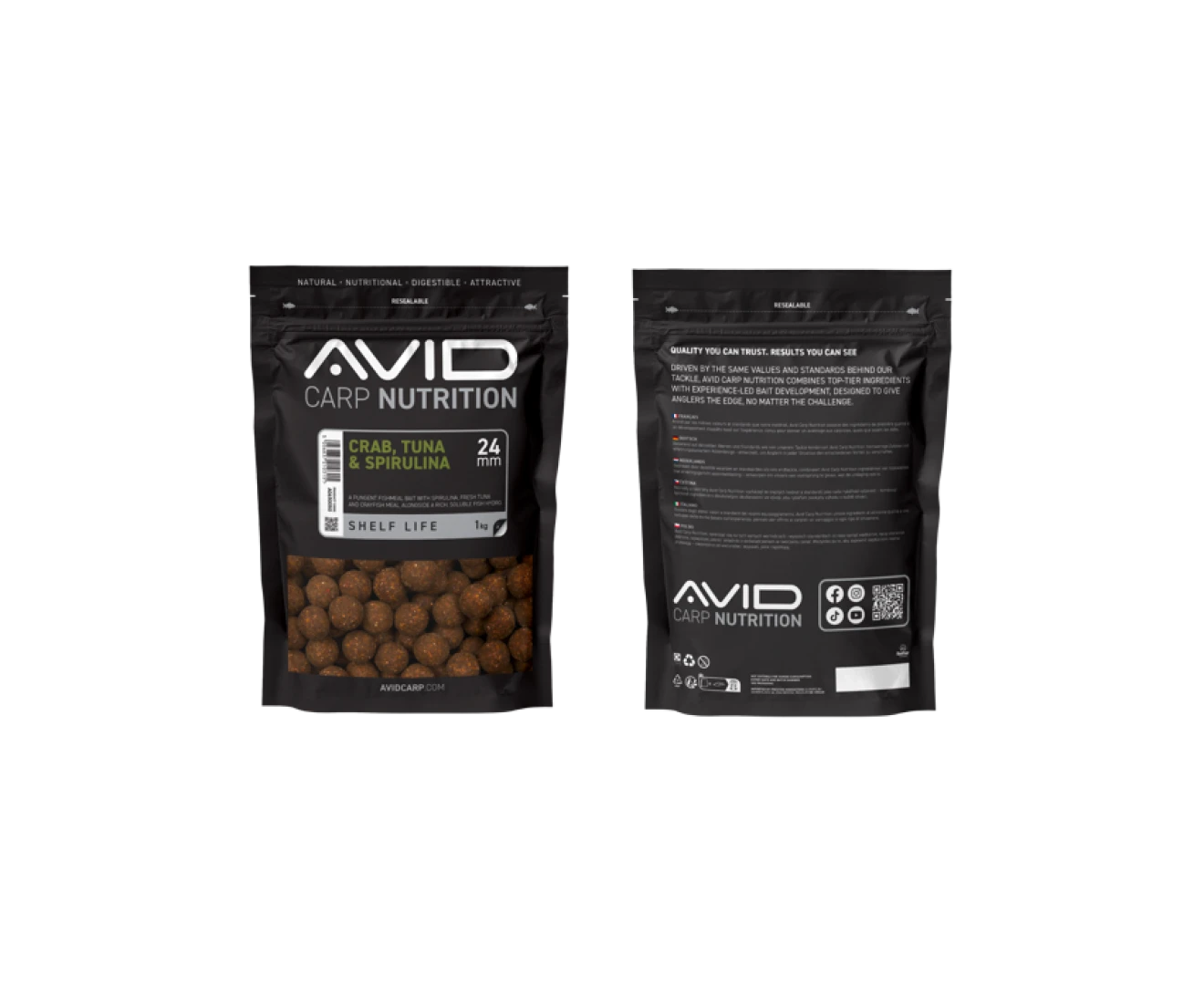 Avid Carp Crab, Tuna & Spirulina Boilies 
