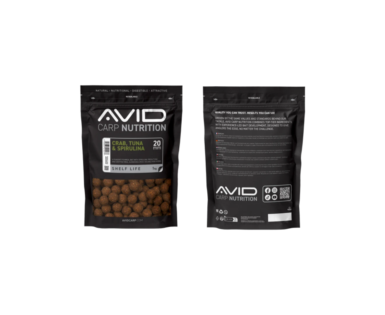 Avid Carp Crab, Tuna & Spirulina Boilies 