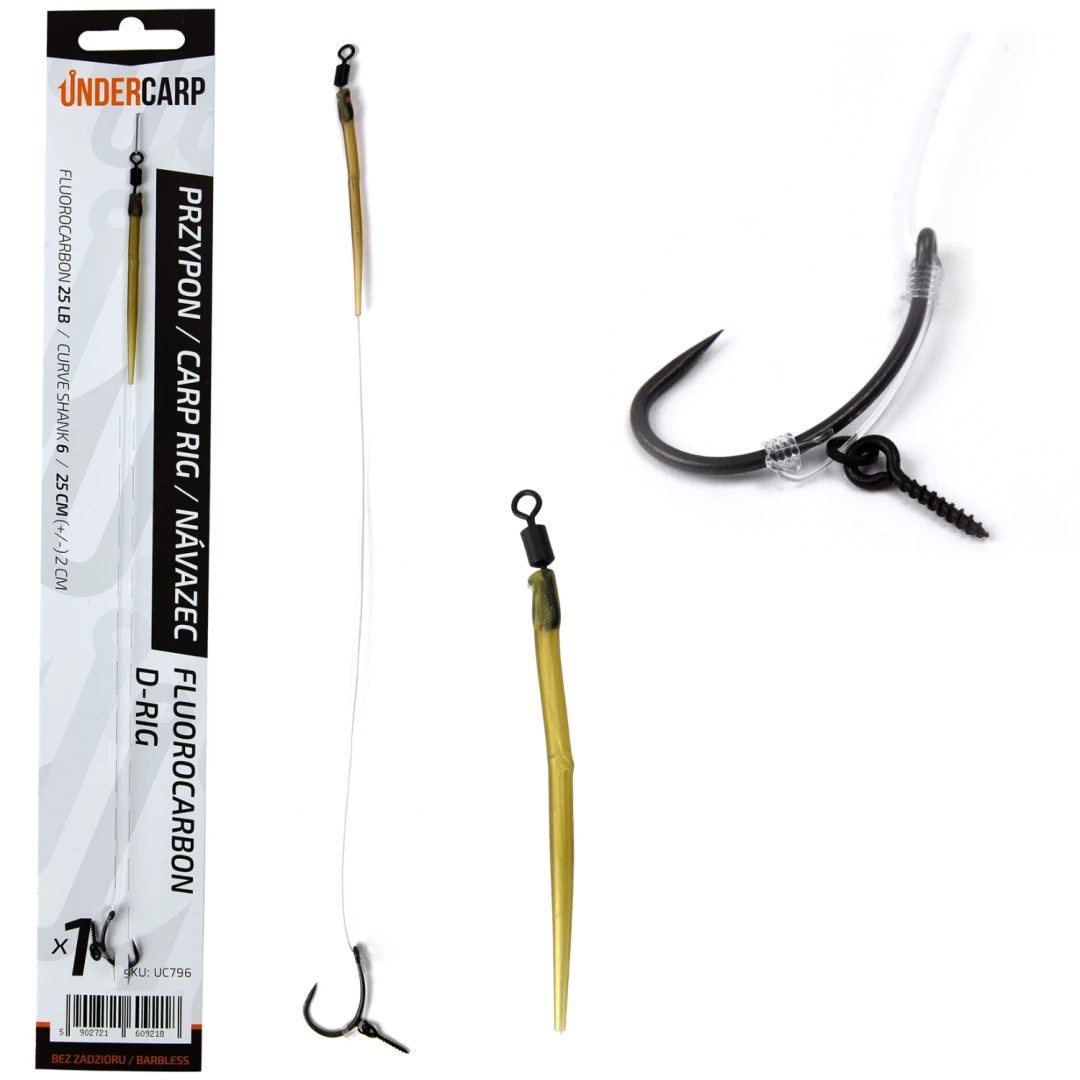 UnderCarp Fluorocarbon D-Rig - Przypon karpiowy (bezzadziorowy)