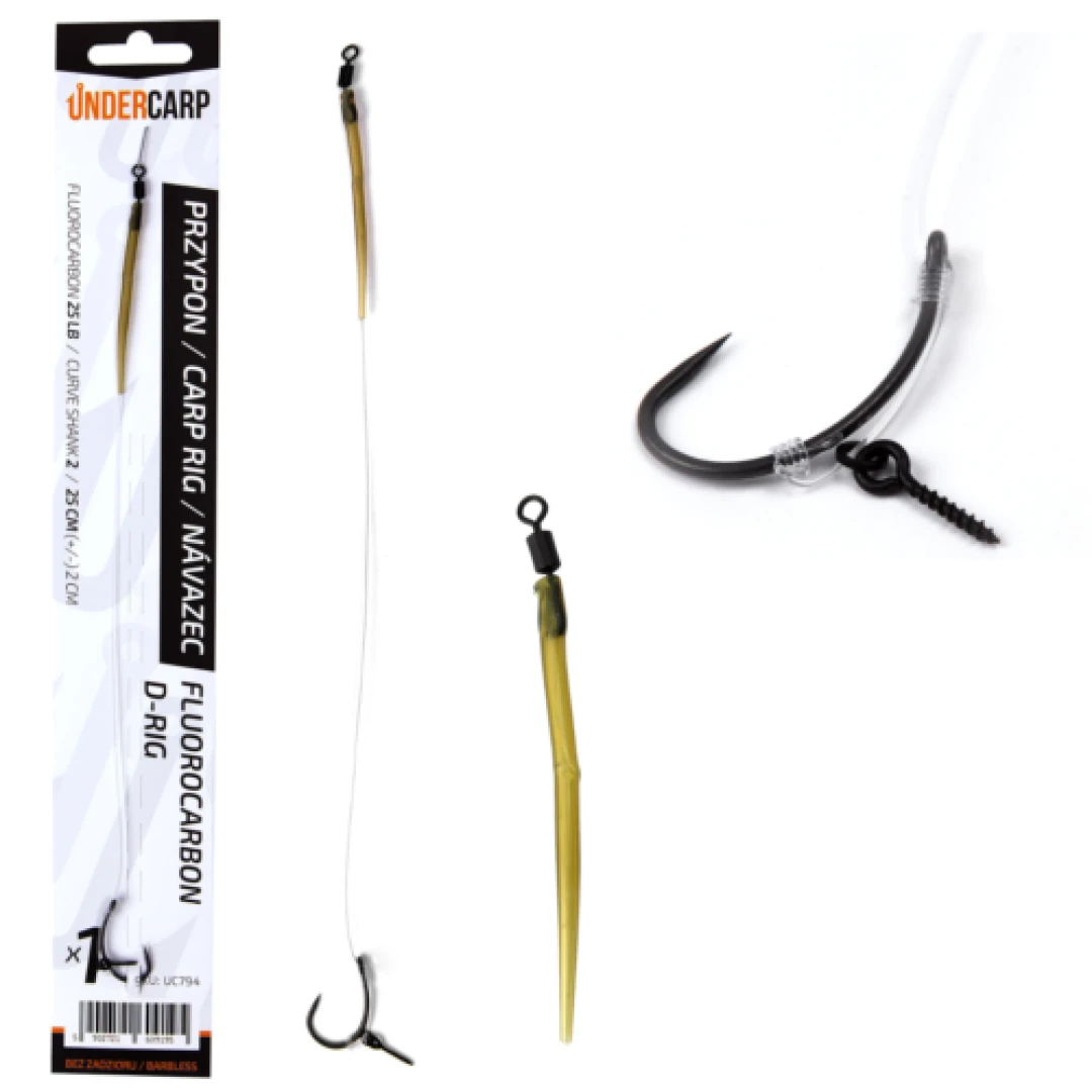 UnderCarp Fluorocarbon D-Rig - Przypon karpiowy (bezzadziorowy)