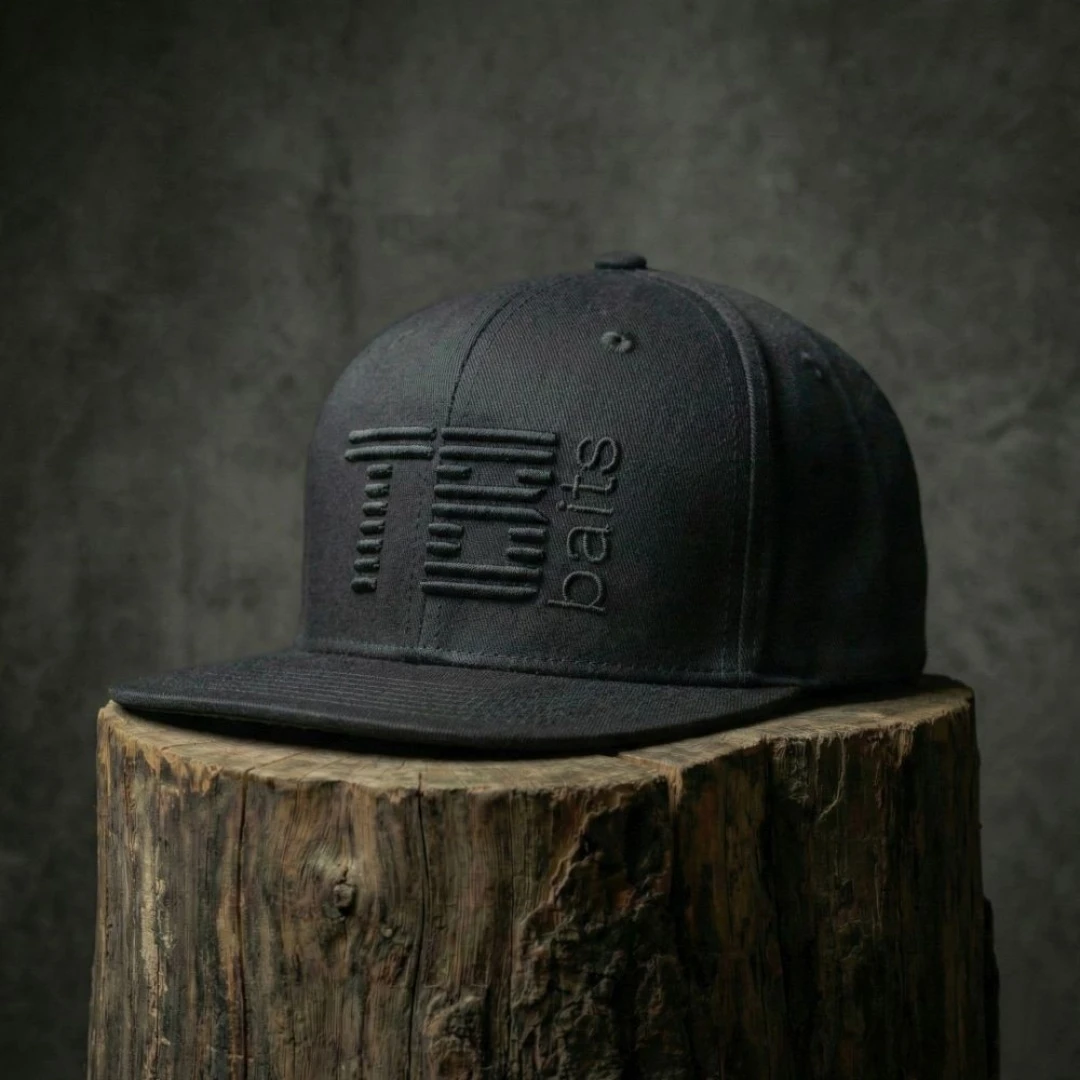 TB Baits Snapback Cap 3D Logo Black