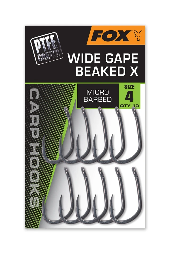 Fox Carp Hooks Wide Gape Beaked X - (z powłoką PTFE)